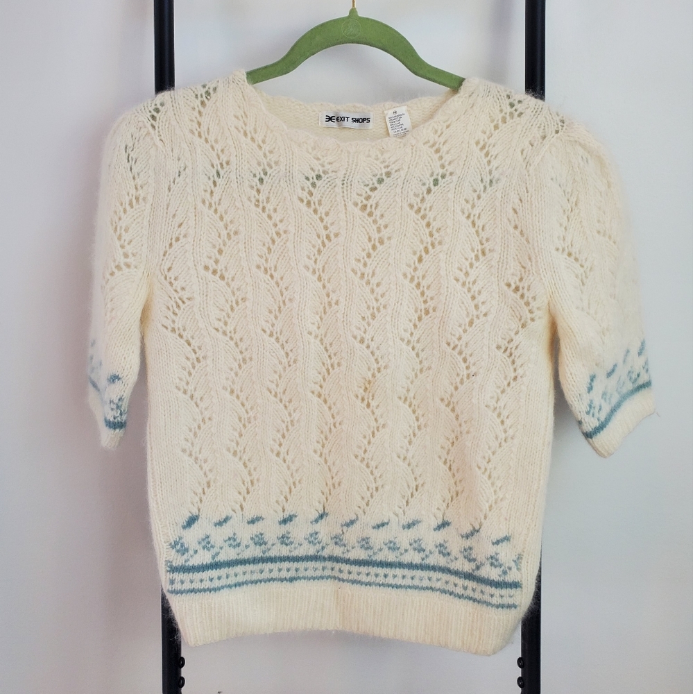 Vintage Exit Shops sweater knit top lambswool angora blend size M Y2K Grunge